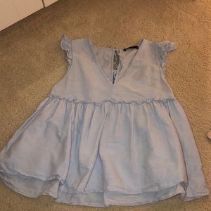 Zara blue ruffle top